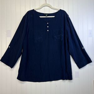 Lauren Ralph Lauren green tag 1x 100% silk royal blue casual shirt